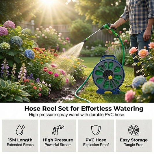 Retractable Garden Hose Reel with Spray Nozzle