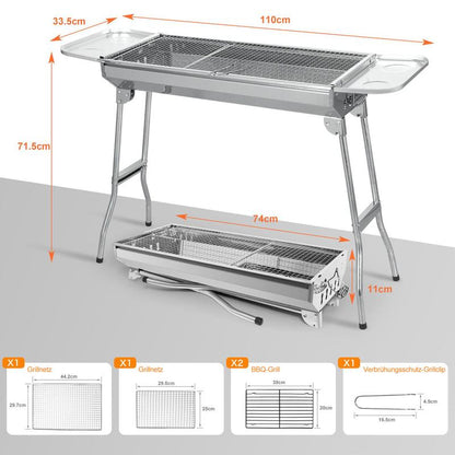 Tragbarer Klappgrill, Standgrill, Edelstahlgrill