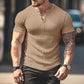 Men's Ribbed Henley Short Sleeve T-Shirt