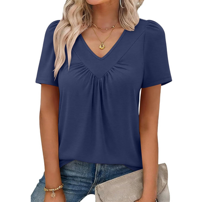 Women's V-Neck  Pleated Front  T-Shirt