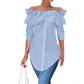 Women's Off-Shoulder Ruffle Button-Down Blouse