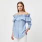 Women's Off-Shoulder Ruffle Button-Down Blouse