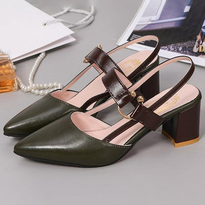 Women's Stylish Pointed Toe Chunky High-heel Sandals