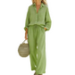 Women’s Chic Faux-Linen Two-Piece Outfit
