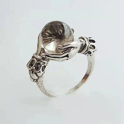 Gothic Crystal Ball Hand Ring