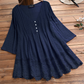 Women's V-Neck Pintuck Blouse with Lace Hem