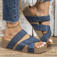 Women's Criss-Cross Woven Strap Wedge Sandals