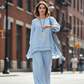 Casual Loose Fit Tunic Top and Wide Leg Pants Set