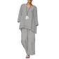 Casual Loose Fit Tunic Top and Wide Leg Pants Set