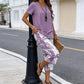 👗Women's 2-Piece Set – Layered Asymmetrical Tunic Top & Printed Wide Leg Pants, Breathable Polyester✨