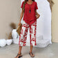 👗Women's 2-Piece Set – Layered Asymmetrical Tunic Top & Printed Wide Leg Pants, Breathable Polyester✨