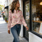 Women's Floral Print V-Neck Blouse