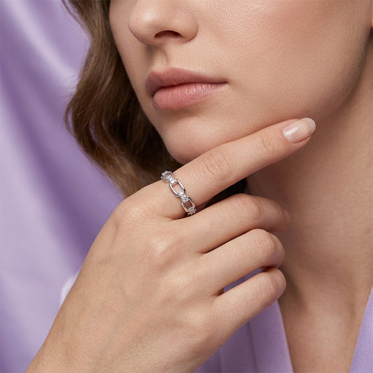 Sparkling Cubic Zirconia Open Cuff Ring