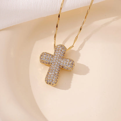 Sparkling Zirconia Cross Necklace for Women