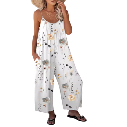 Women's Casual Spaghetti Strap Printed Jumpsuit