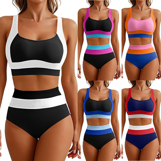 Sporty Scoop Neck Two-Piece Swimsuit