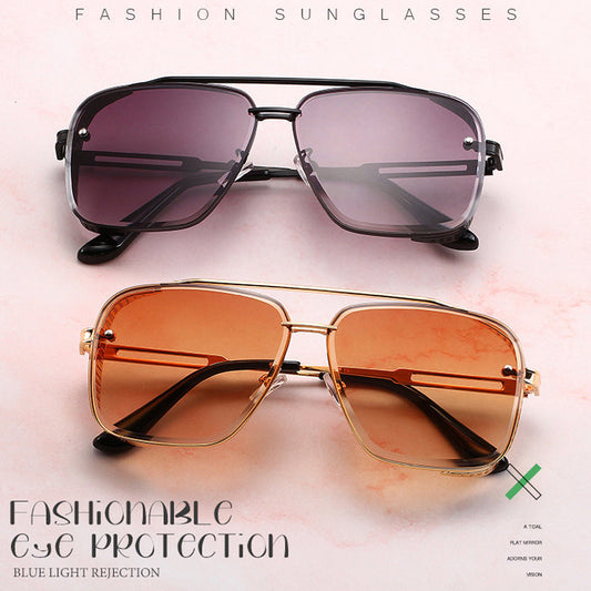Men's Retro Double Bridge Metal Frame Sunglasses