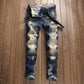 Men's Vintage Washed Ripped Slim Fit Jeans