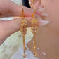 Synthetic Diamond Floral Tassel Earrings