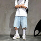 Men's Fashion Loose Fit Denim Shorts with Raw Hem