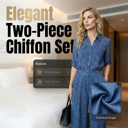 Elegant Chiffon Shirt & Wide-Leg Pants Set