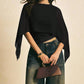 Women's Elegant Chiffon Cape Sleeve Top