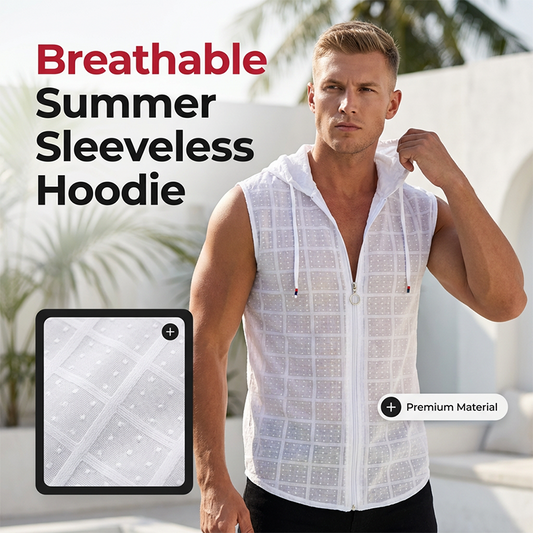 Men's Summer Sleeveless Zip-Up Hoodie Top