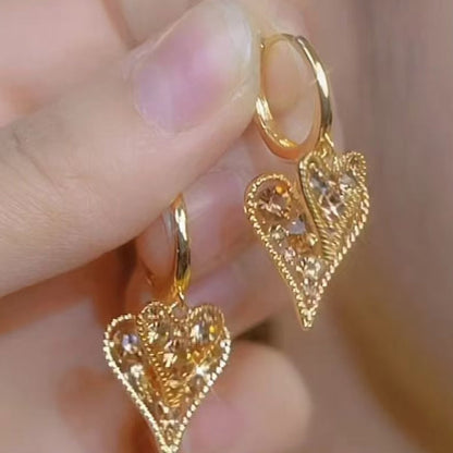 Elegant Sparkling Heart Hoop Earrings