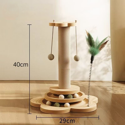 Multifunctional Cat Activity Center with Scratcher and Toys