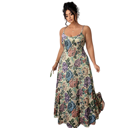 Floral Print Spaghetti Strap Maxi Dress