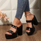 Versatile Black Platform Sandals for Women