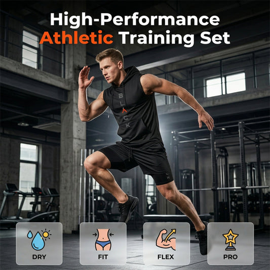 Men's Athletic Sleeveless Hoodie & Shorts Set