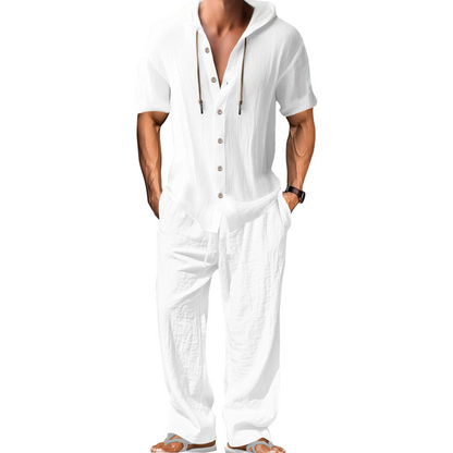 🌴Vacation Mode, Everyday Comfort 👕Men's Casual Hooded Shirt & Pants Set