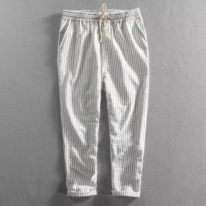 Men's Striped Linen Blend Casual Pants