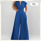 Women's V-Neck Short Sleeve Wide-Leg Jumpsuit