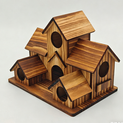 Multi-Chamber Outdoor Wooden Birdhouse