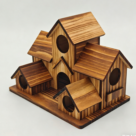 Multi-Chamber Outdoor Wooden Birdhouse