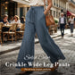 Women's Solid Color Crinkle Wide Leg Pants