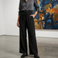 Women's Solid Color Crinkle Wide Leg Pants