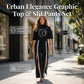 Women's Graphic Top & Striped Slit Pants Set