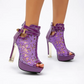 Lace Mesh Peep-Toe Platform High Heels
