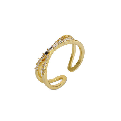 Adjustable Double Layer Criss-Cross Ring