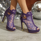 Lace Mesh Peep-Toe Platform High Heels