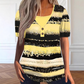 Women's Faux Two-Piece Striped Henley Top