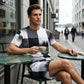Men's Abstract Print T-Shirt & Shorts Set