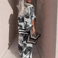 Women's Casual Printed V-Neck Top and Long Pants Set