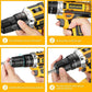 Cacciavite a batteria 21V, set di trapani a batteria, trapano a batteria con coppia 45Nm, trapano a batteria, 25 + 3 livelli di coppia, 2 velocità, 2 batterie, luce LED, mandrino da trapano da 10 mm, trapano a batteria fai da te per la casa