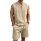 Men's Linen Sleeveless Lace-Up Top & Shorts Set