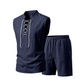 Men's Linen Sleeveless Lace-Up Top & Shorts Set