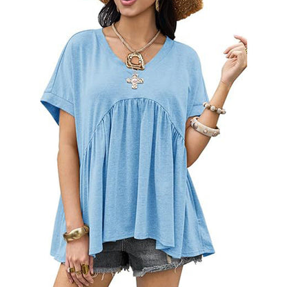 Casual Loose Fit Pleated Flowy T-Shirt